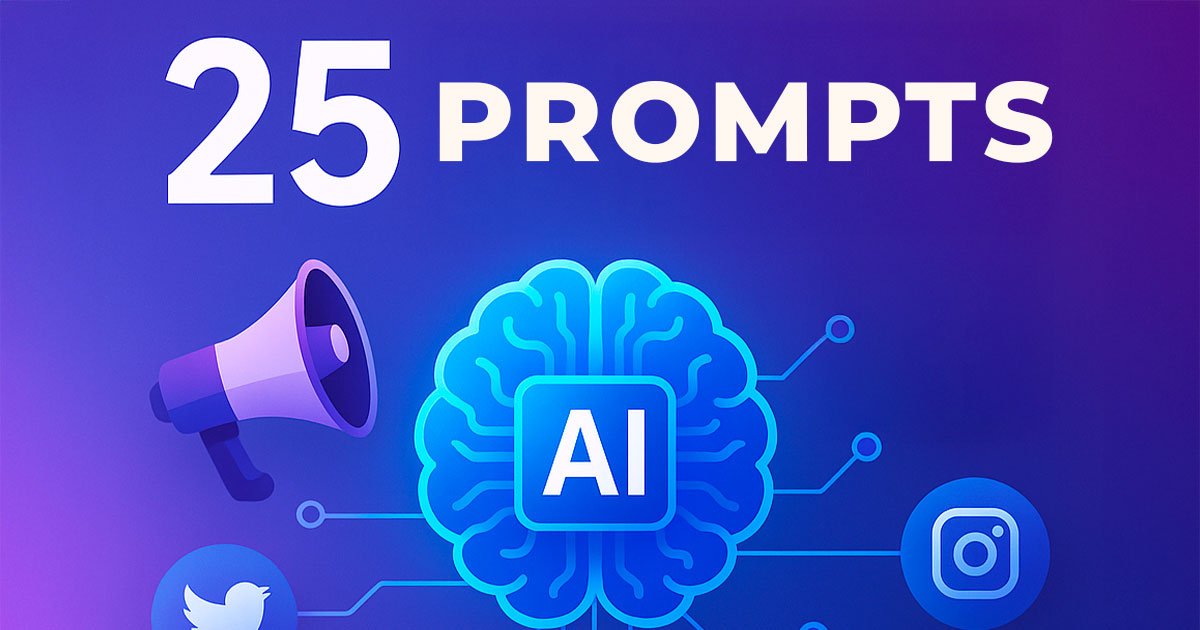 Ilustración de inteligencia artificial aplicada a anuncios de marketing con íconos de redes sociales y conversión.