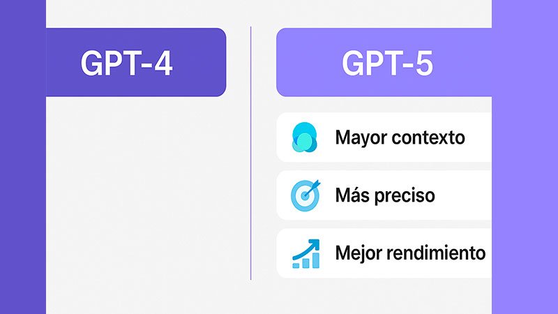 Ilustración comparativa entre GPT-4 y GPT-5 con mejoras clave.