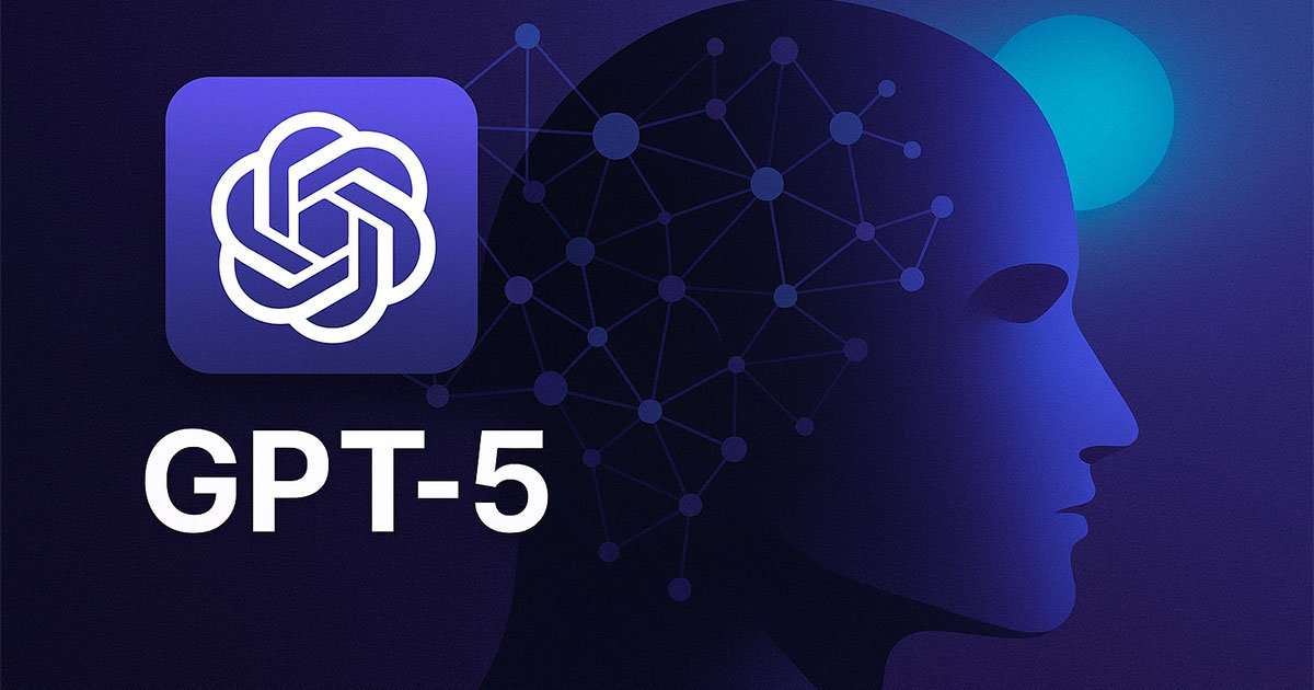 Ilustración conceptual de GPT-5 de OpenAI con un perfil humano y conexiones neuronales.