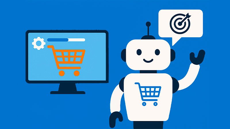 Ilustración digital sobre automatización y remarketing en e-commerce 2025 para optimizar ventas online