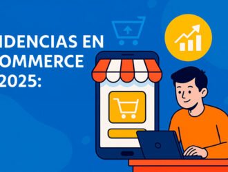 Ilustración digital sobre tendencias en e-commerce 2025 mostrando estrategias modernas para vender más online