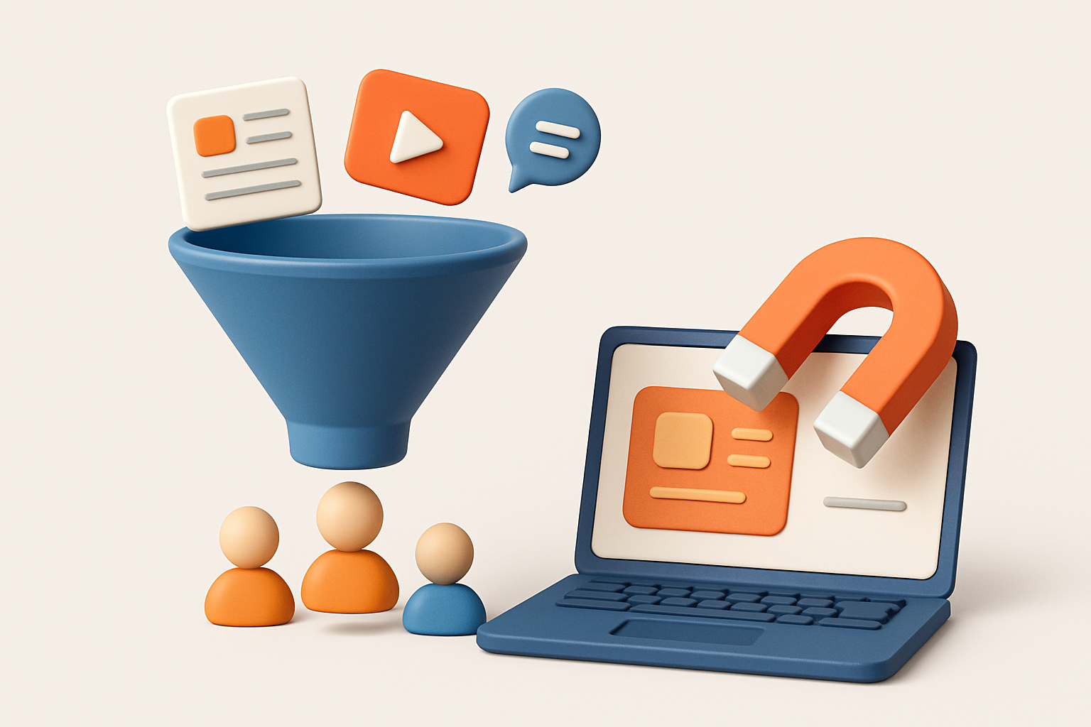 Ilustración Horizontal En Estilo 3d Minimalista Para Un Blo • Lemarking.com