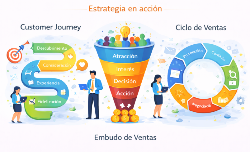 Ciclo de ventas, embudo de ventas y customer journey: cómo funcionan juntos en una estrategia